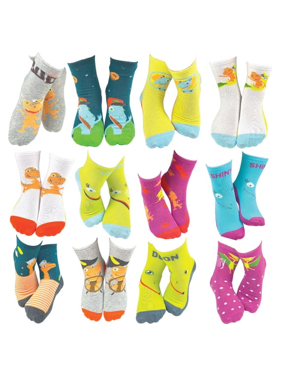 PBS Kids Dinosaur Train Girls Crew Socks 12 Pack Gift Set