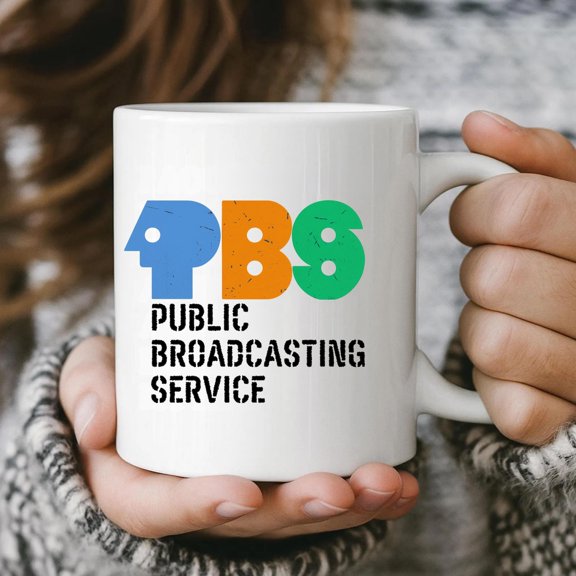 PBS Retro Logo Mug, 70s Public Broadcasting TV Coffee Cup, Vintage Public Media Gift, Nostalgic Classic TV Lover Mug