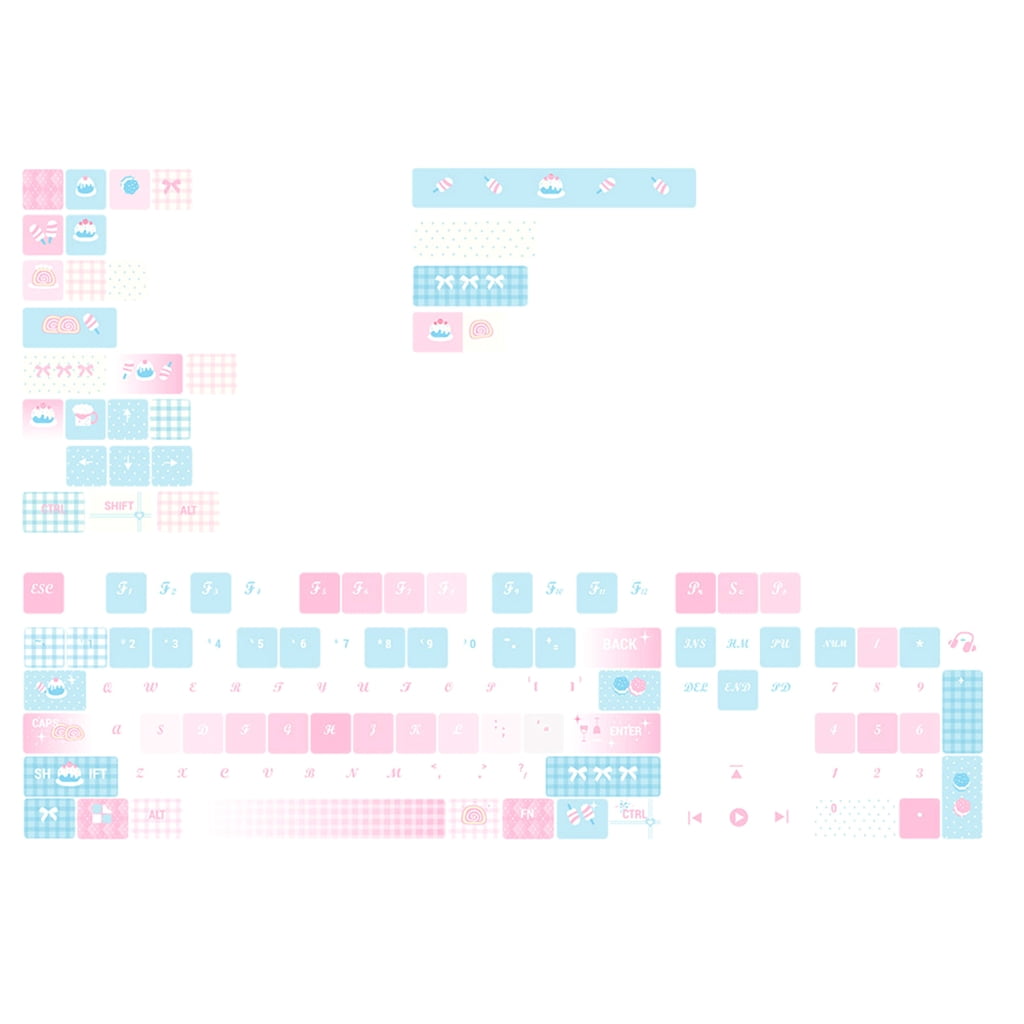 PBT Keycap Set 131 Keys with Cartoon Lovely Cake MOA Height Keycaps for Mechanical Keyboards