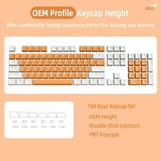 PBT Keycaps 104 Keys OEM Profile PBT Double Shot Keycap Set,ANSI US Layout for Mechanical Keyboard,Compatible with MX Switches Cherry/Gateron/Kailh/Akko Switch. Retro White & Orange