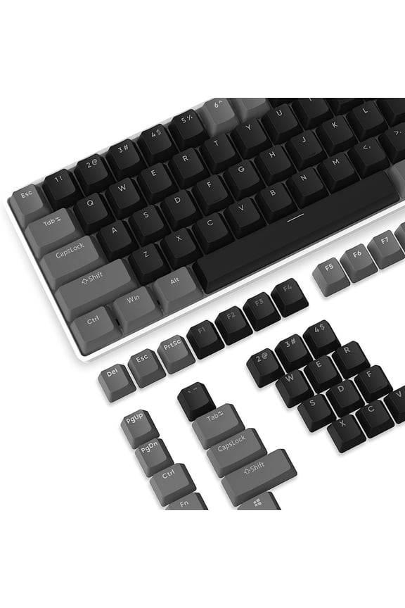 PBT Keycaps 104 Keys OEM Profile PBT Double Shot Keycap Set,ANSI US Layout for Mechanical Keyboard,Compatible with MX Switches Cherry/Gateron/Kailh/Akko Switch. (Retro Black & Grey)