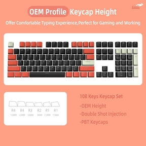 PBT Keycaps 108 Keys OEM Profile PBT Double Shot Keycap Set,ANSI US Layout for Mechanical Keyboard,Compatible with MX Switches Cherry/Gateron/Kailh/Akko Switch. (Retro Black & Orange)
