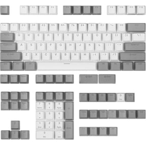 PBT Keycaps Backlit Cherry MX Keyset Doubleshot OEM Profile Translucent for Layout 61 68 75 84 87 96 98 104 108 MX Switches Mechanical Keyboard (Grey White Combo)
