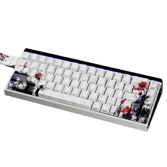 PBT Keycaps for Mechanical Keyboards 65 Percent Layout Japanese Plums Blossoms Theme OEM Height Profile with Oil Resistant Coating