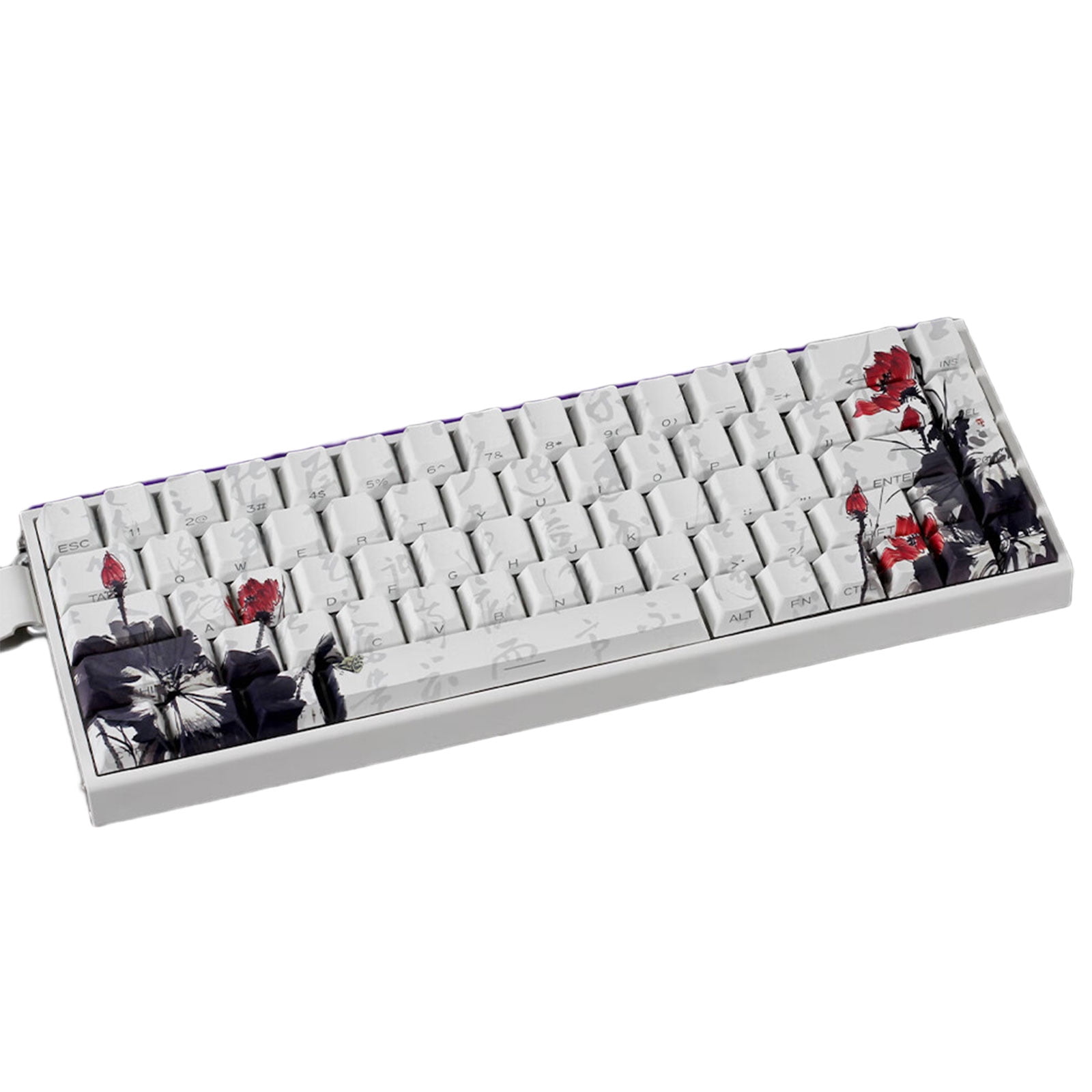 PBTs Keycaps for Mechanical Keyboards 65 Percent Layout Japanese Plums Blossoms Theme OEM Height Profile with Oil Resistant Coating
