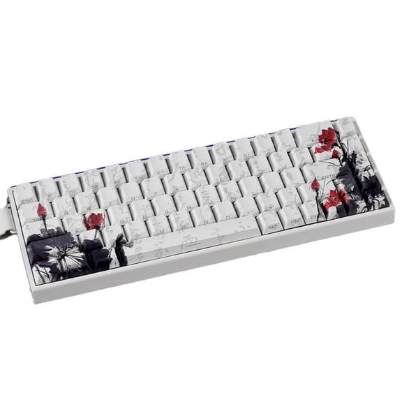 PBTs Keycaps for Mechanical Keyboards 65 Percent Layout Japanese Plums Blossoms Theme OEM Height Profile with Oil Resistant Coating