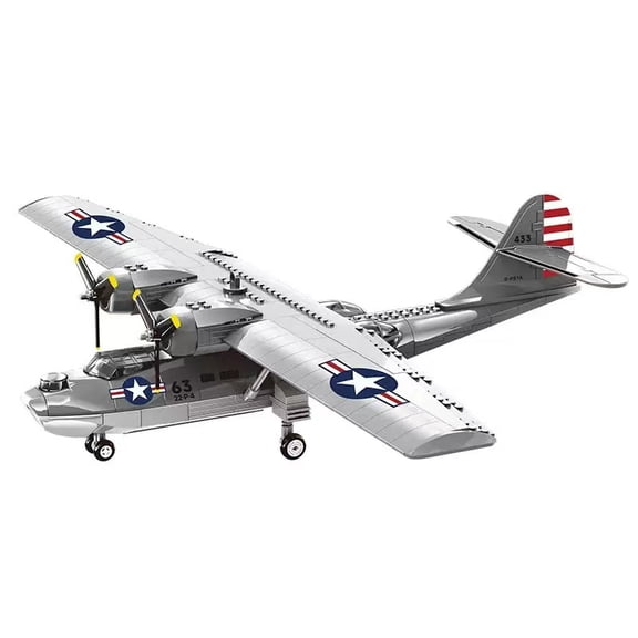 PBY Catalina Seaplane Fightr Jet Building Block Set Compatible with Lego Military Plane, WWII Patrol Bomber Aircraft Model(364 PCS)