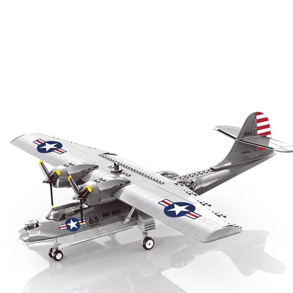 PBY Catalina Seaplane Fightr Jet Building Block Set Compatible with Lego Military Plane, WWII Patrol Bomber Aircraft Model(364 PCS)
