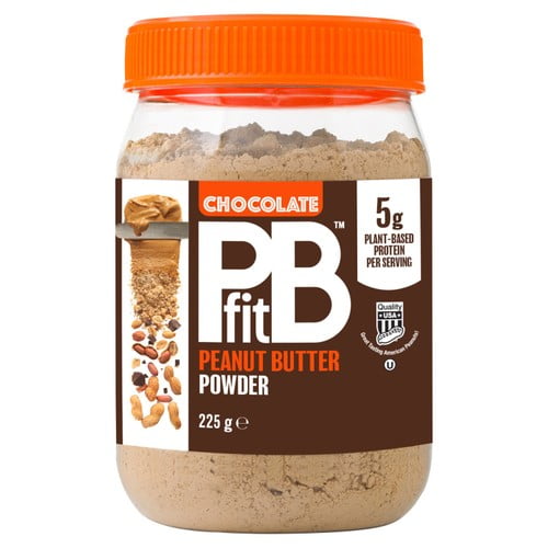 PBfit Chocolate Peanut Butter Powder - 88% Less Fat and High Protein 225g, British Import (Pack of 2)