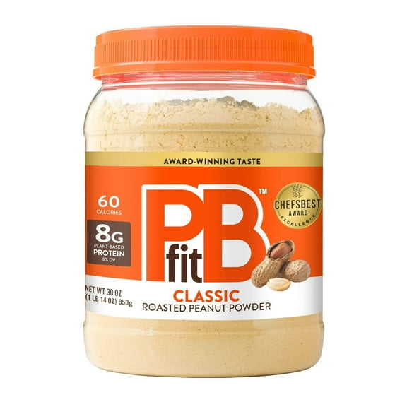 PBfit Classic Peanut Butter Powder, Powdered Peanut Spread from Real Roasted Pressed Peanuts, 8g of Protein, 30 oz