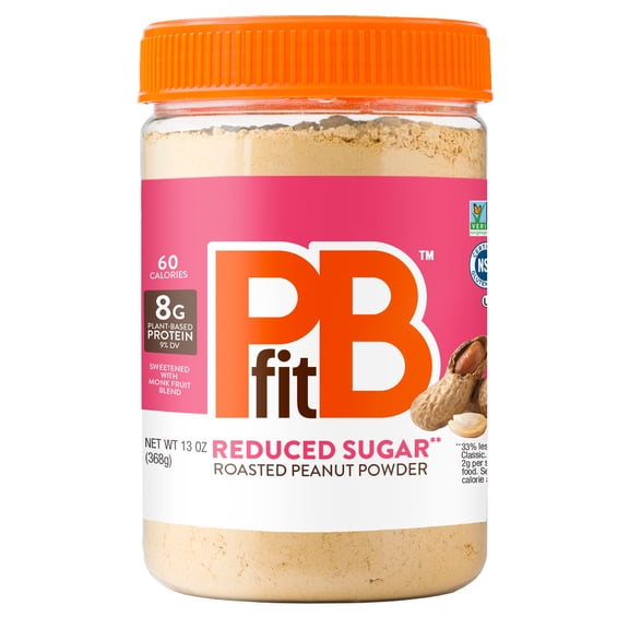 PBfit Reduced Sugar Peanut Butter Powder, 8g Protein 9% DV, 13 oz
