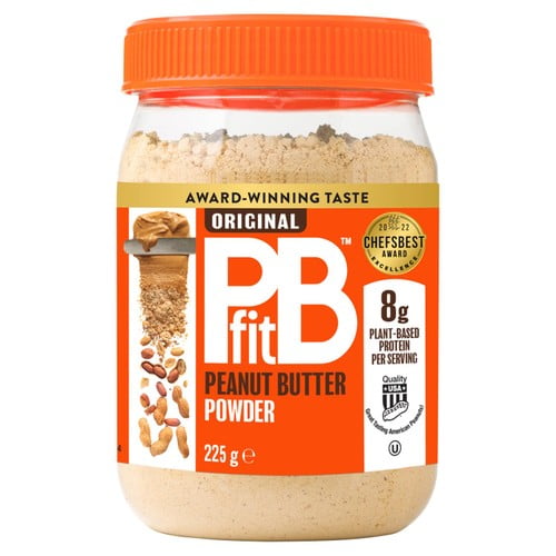PBfit Peanut Butter Powder - 87% Less Fat and High Protein 225g, British Import (Pack of 2)
