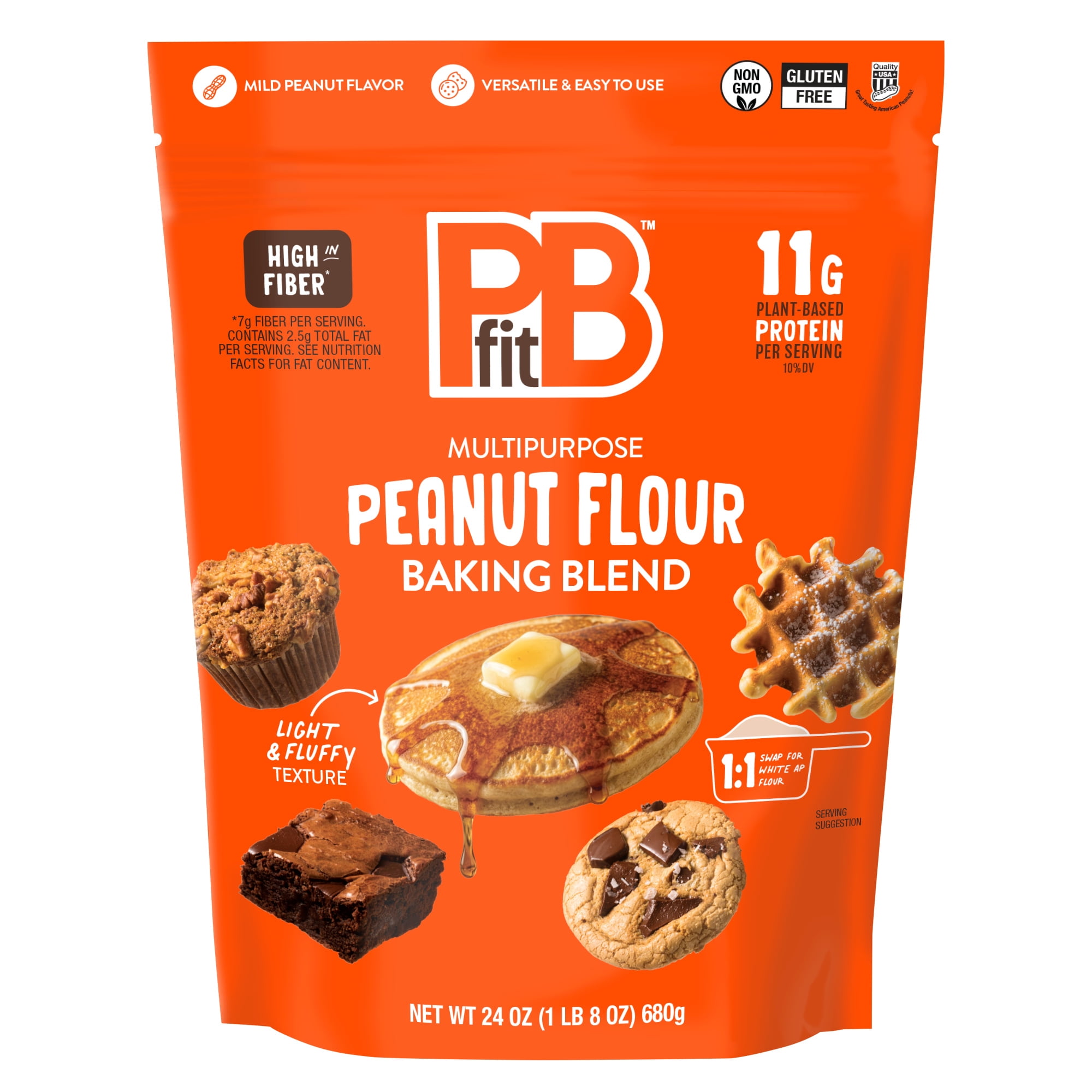 PBfit Peanut Flour Baking Blend, Gluten-Free & Non-GMO, 11g Protein 10% DV, 24 oz Bag