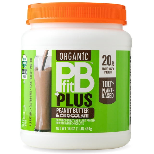 PBfit Plus, Vegan Organic Plant Protein, Peanut Butter Chocolate, 1 lb