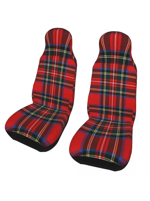 PC 2 SUV RV Van Truck Any Fit Covers Seat Car Gingham Print 3D Women for Cover Seat Auto Front Plaid Tartan Fashion