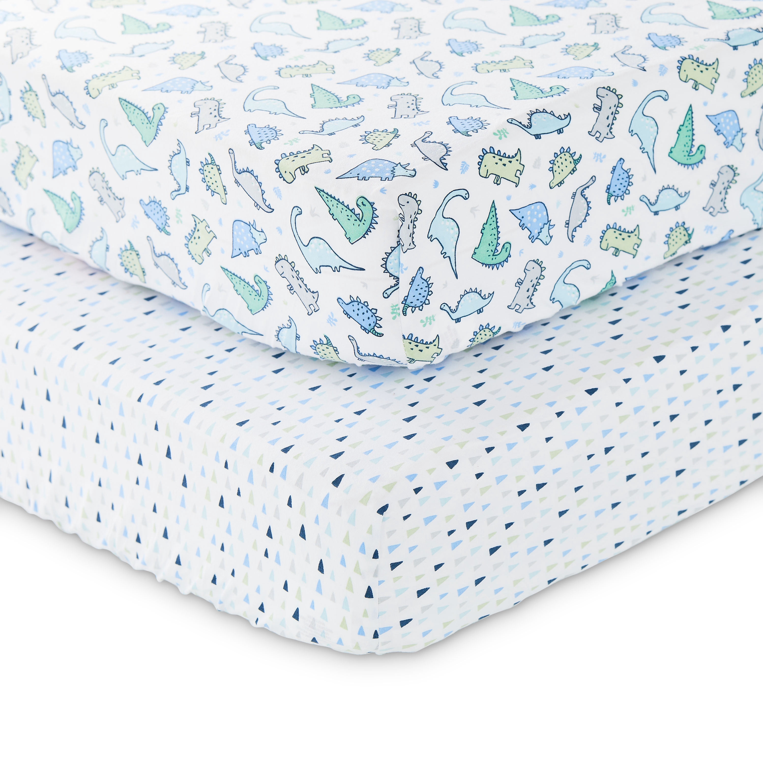 Parent's Choice 2-Piece Cotton Fitted Crib Sheets for Baby Boys, Dinosaurs