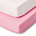 thumbnail image 1 of Parent's Choice 2-Piece 180 Thread Count Pink Cotton Fitted Crib Sheet Set, 1 of 6