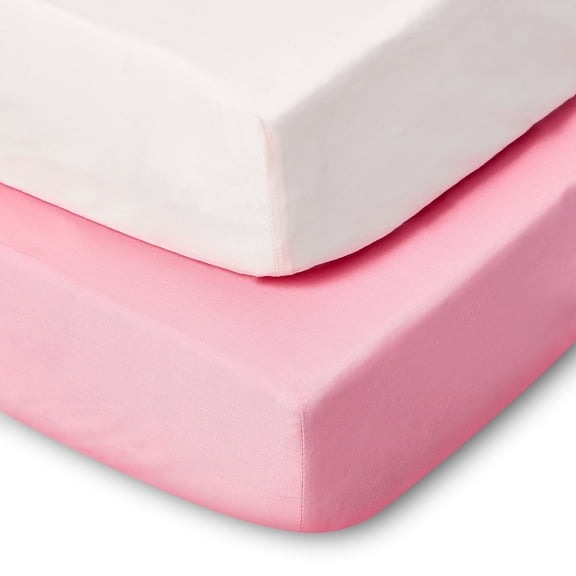 Parent's Choice 2-Piece 180 Thread Count Cotton Fitted Crib Sheet Set, Pink