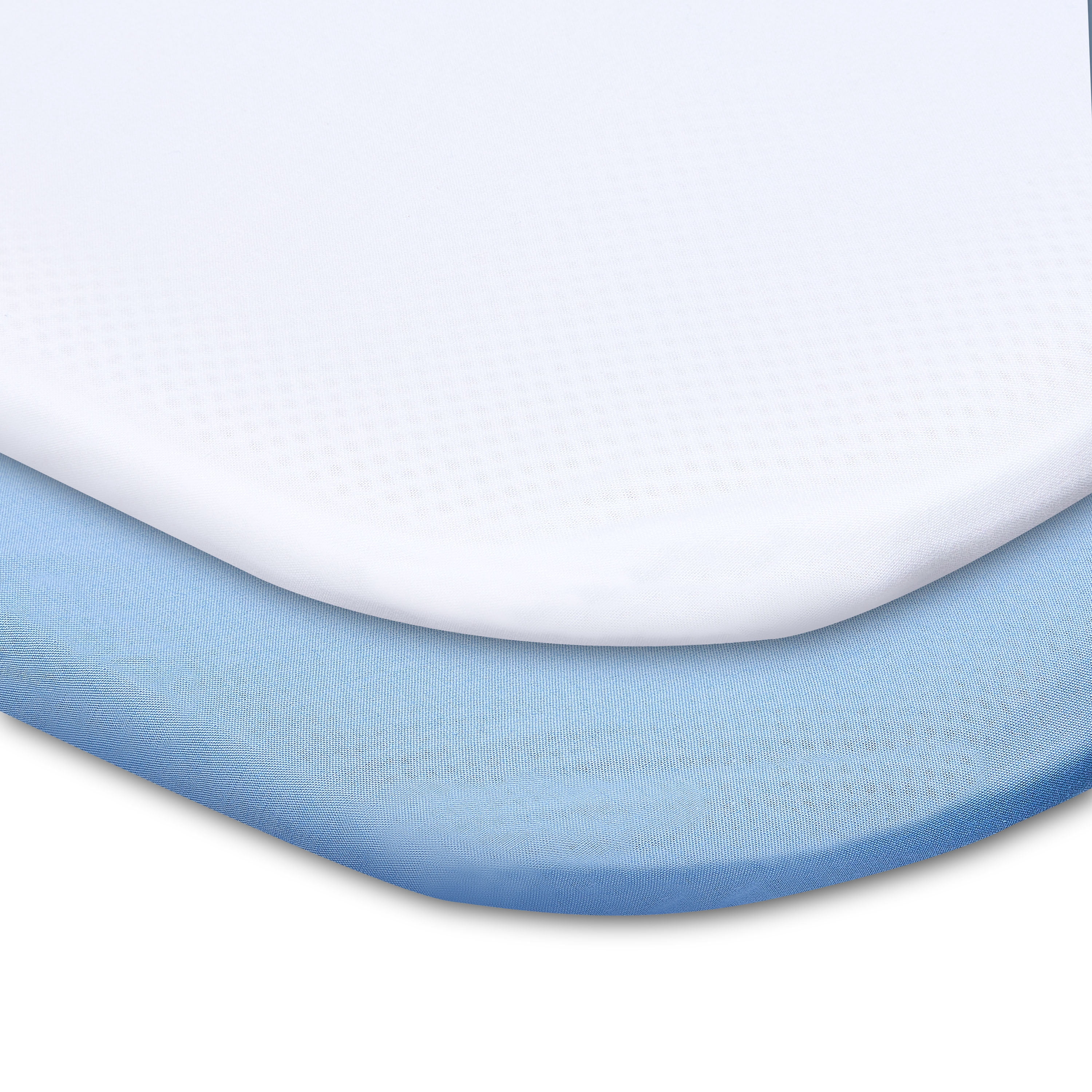 Parent's Choice Cotton Fitted Playard Sheets for Baby Boys, White and Blue, 2-Pack