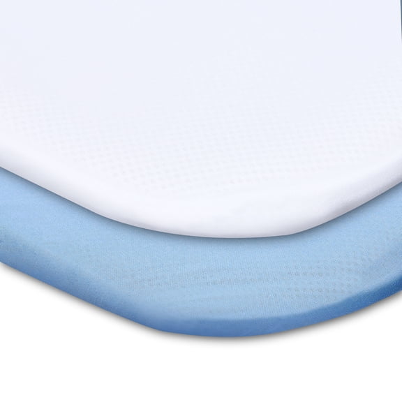 Parent's Choice Cotton Fitted Playard Sheets for Baby Boys, White and Blue, 2-Pack
