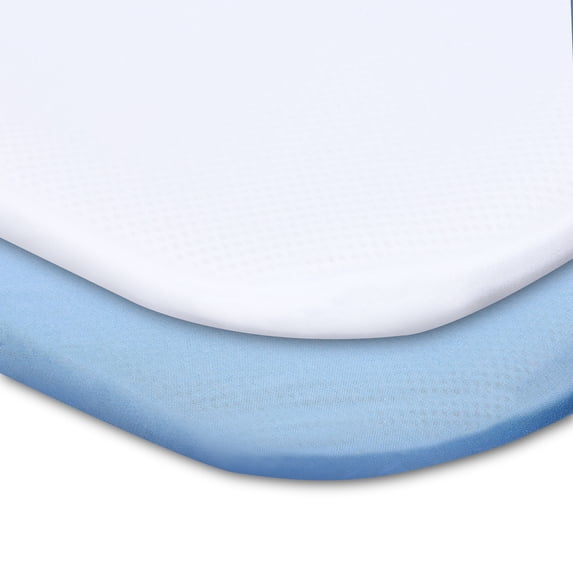 Parent's Choice Cotton Fitted Playard Sheets for Baby Boys, White and Blue, 2-Pack
