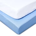 thumbnail image 1 of Parent's Choice Cotton Fitted Crib Sheets for Baby Boys, White and Blue, 2-Pack, 1 of 6