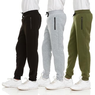 PC 3 Pack Boys Sweatpants, Fleece Boys Joggers for Toddler, Kids & Youth, Athletic Pants with Zipper Pockets, Sizes 2T-18