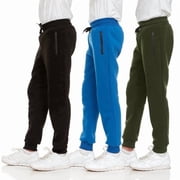 PC 3 Pack Boys Sweatpants, Fleece Boys Joggers for Toddler, Kids & Youth, Athletic Pants with Zipper Pockets, Sizes 2T-18
