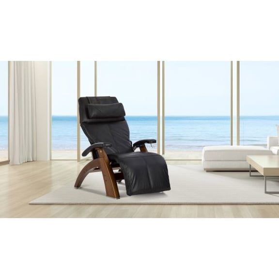 PC-420 Performance Package Omni-Motion Perfect Chair Zero Gravity Recliner Walnut Wood Espresso Leather