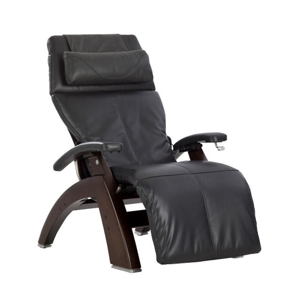 PC-420 Supreme Package Omni-Motion Perfect Chair Zero Gravity Recliner Dark Walnut Wood Grey Leather - In Home Delivery