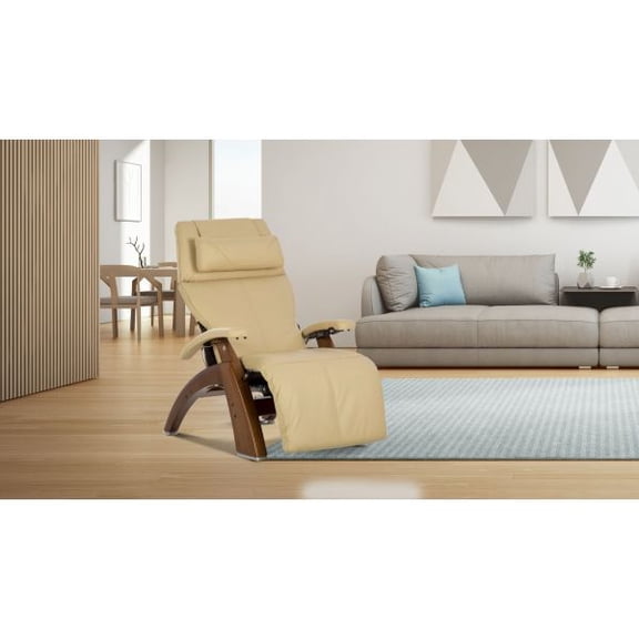 PC-610 Performance Package Omni-Motion Perfect Chair Zero Gravity Recliner Walnut Wood Ivory Leather - In Home Delivery