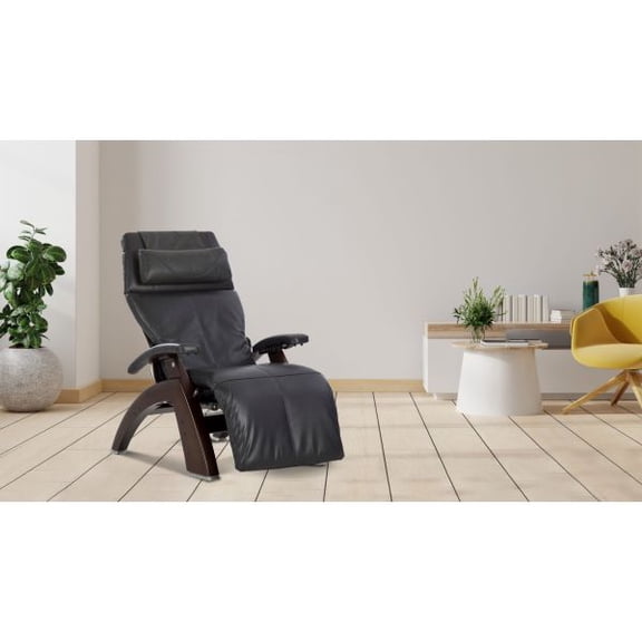 PC-610 Supreme Package Omni-Motion Perfect Chair Zero Gravity Recliner Dark Walnut Wood Grey Leather-In Home Delivery