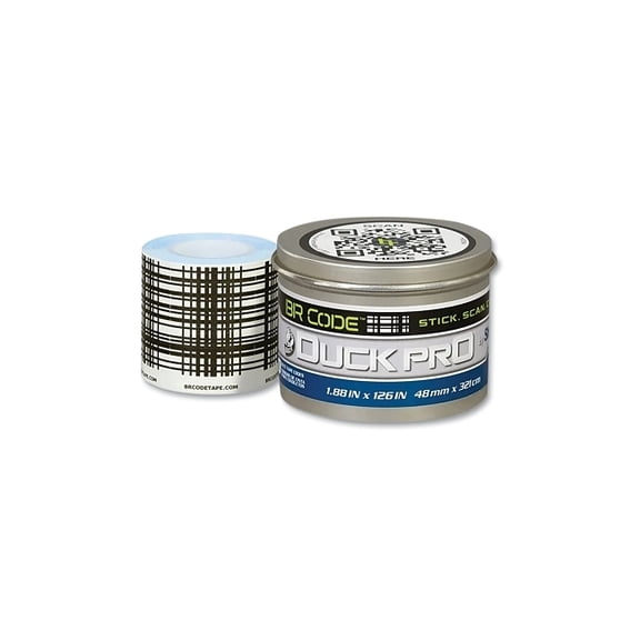 PC 627 BR Code Scannable Duct Tape, 1.88 in W, 10.5 ft L roll, 10 mil thick, White