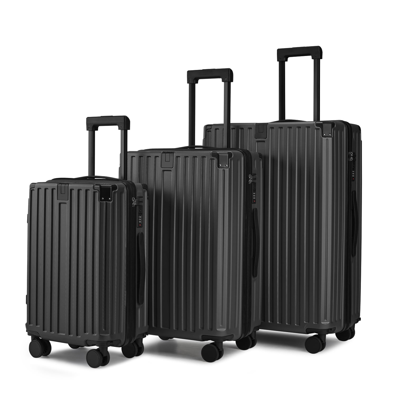 PC+ABS 3-Piece Business Luggage Set with USB Lock, 20"/24"/28" Spinner Suitcases, Silent Wheels, Mature Business Design for Professional Travelers