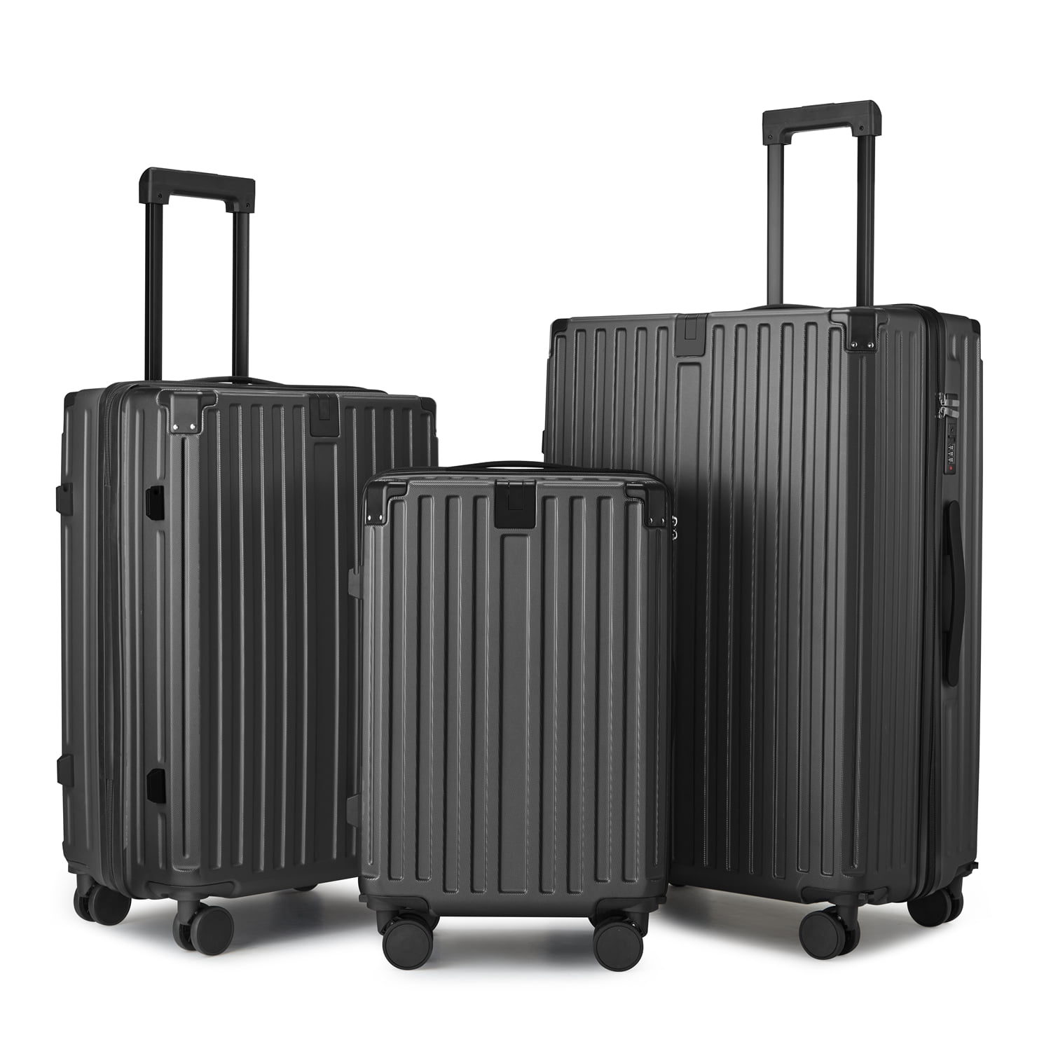 PC+ABS 3-Piece Business Luggage Set with USB Lock, 20"/24"/28" Spinner Suitcases, Silent Wheels, Mature Business Design for Professional Travelers