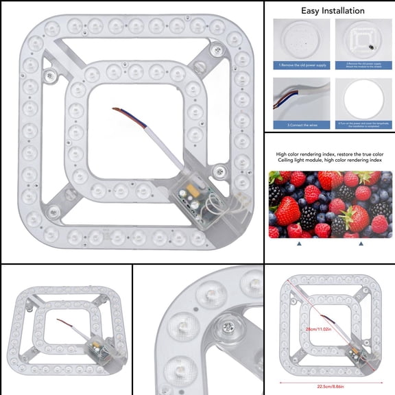 PC Aluminum LED Fan Light, 2100LM, 3 Color Temperatures, 50K Hr Lifespan, 24W