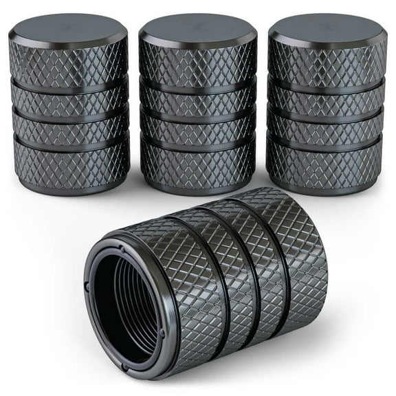 PC Autoworks Tire Valve Caps – Anti-Rust, Premium Anodized Aluminum, Corrosion-Resistant, Easy Install, Universal Fit – 1 pack/Set of 4 - Slate