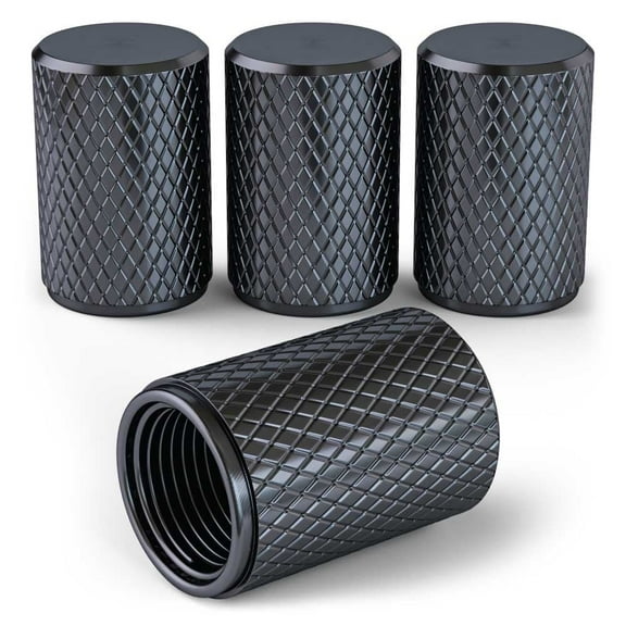 PC Autoworks Tire Valve Caps – Anti-Rust, Premium Anodized Aluminum, Corrosion-Resistant, Easy Install, Universal Fit – 1 pack/Set of 4 - Slate