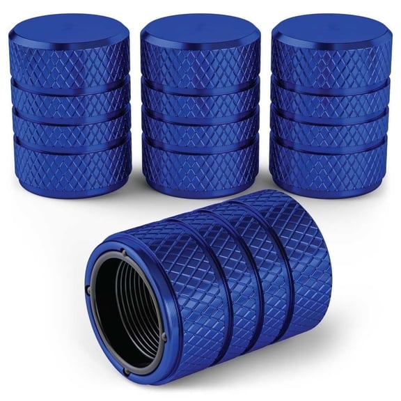 PC Autoworks Tire Valve Caps – Anti-Rust, Premium Anodized Aluminum, Corrosion-Resistant, Easy Install, Universal Fit – 1 pack/Set of 4 - Cobalt