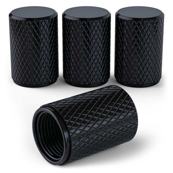 PC Autoworks Tire Valve Caps – Anti-Rust, Premium Anodized Aluminum, Corrosion-Resistant, Easy Install, Universal Fit – 1 pack/Set of 4 - Onyx
