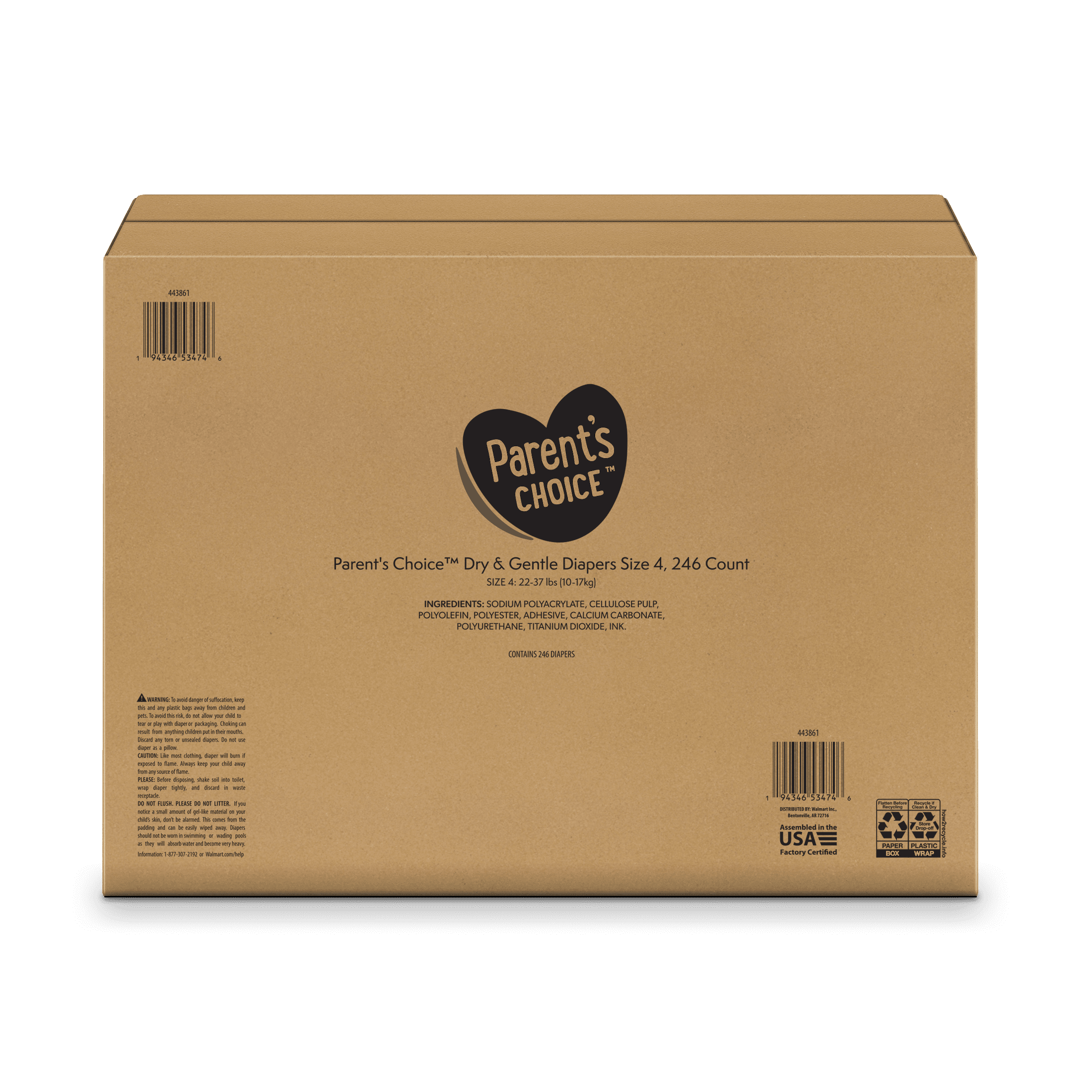 PC Baby Diapers Mega Box Size 4, 246 CT