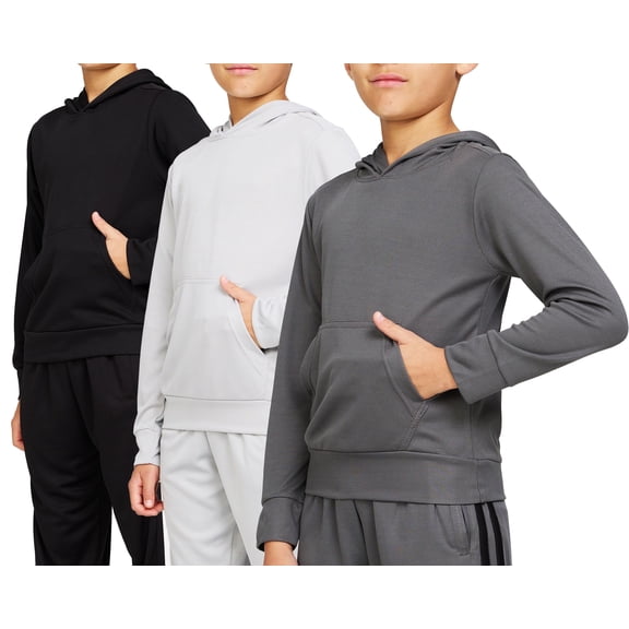 PC Boys Hoodies, 3 Pack Mesh Pullover & Zip-Up Sweatshirts for Boys, Kids Youth, Plain Basic Everyday Wear, Sizes 2T-20