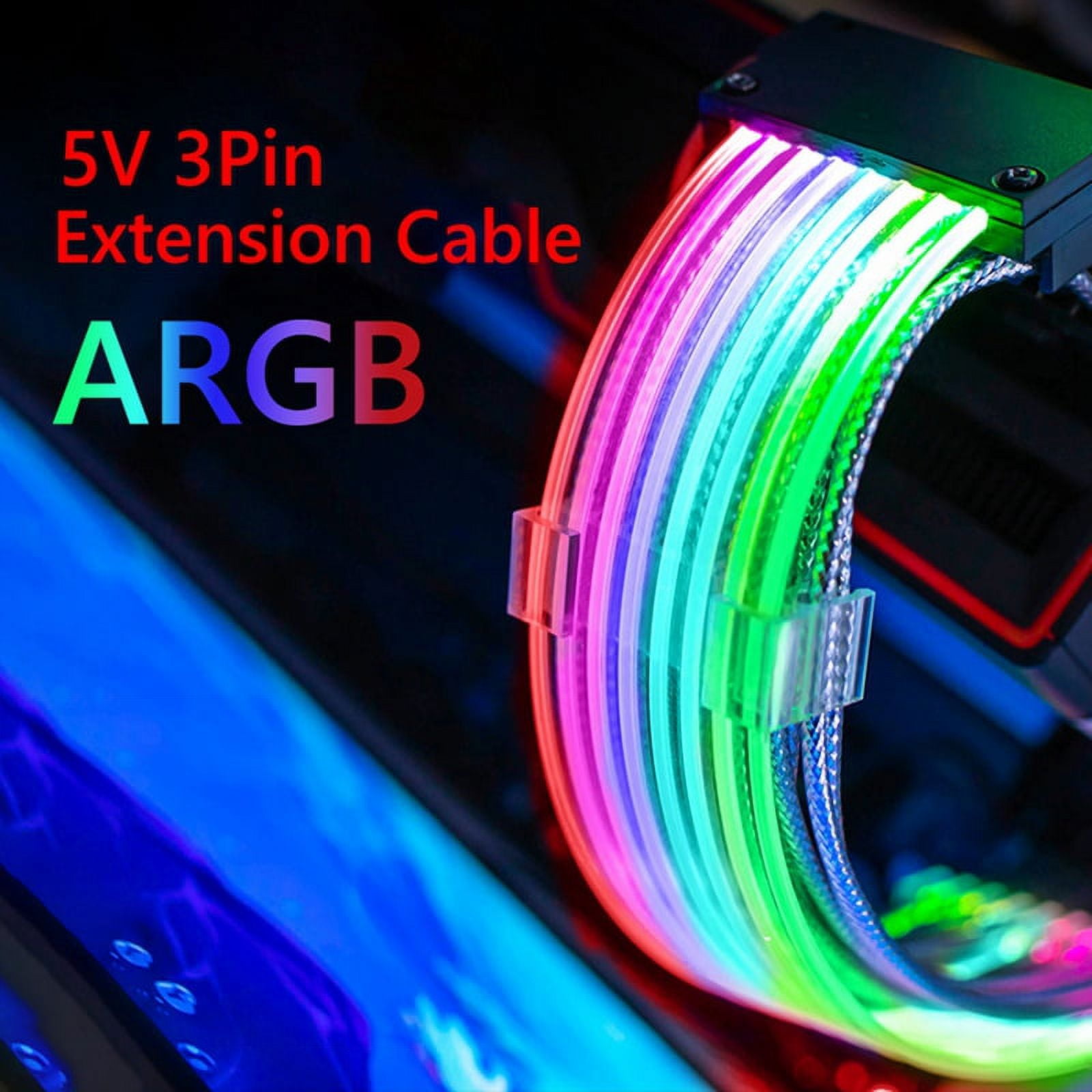 PC Case PSU Extension ARGB Cable ATX 3X8PIN PCI-E GPU Neon Color Line ...