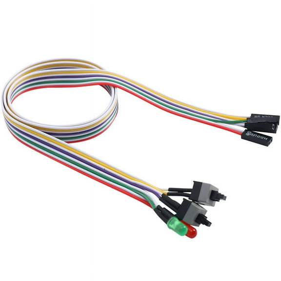 PC Case Red Green LED Lamp ATX Power Supply Reset HDD Switch Lead 20"