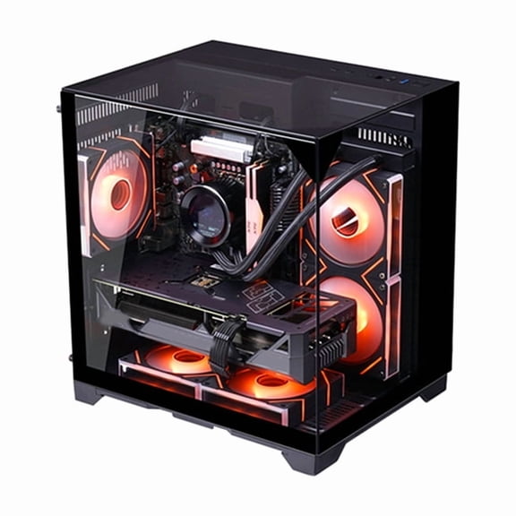 PC Case Sea View Room Gaming Computer Desktop M-ATX Motherboard Double-Sided Tempered Glass PC Gamer Cabinet,1 * PC Case