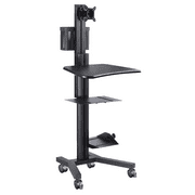 PC Computer Desktop Rolling Mobile Cart Workstation, Black