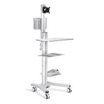 thumbnail image 1 of PC Computer Desktop Rolling Mobile Cart Workstation, Gray, 1 of 10