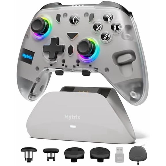 PC Controller with Charing Dock,   2.4G Wired Multi-Platform Controllers Hall Effect Joysticks Hall/ 2-in-1 Triggers, 1000Hz Report Rate 4 Macro  ABXY MicroSwitch []