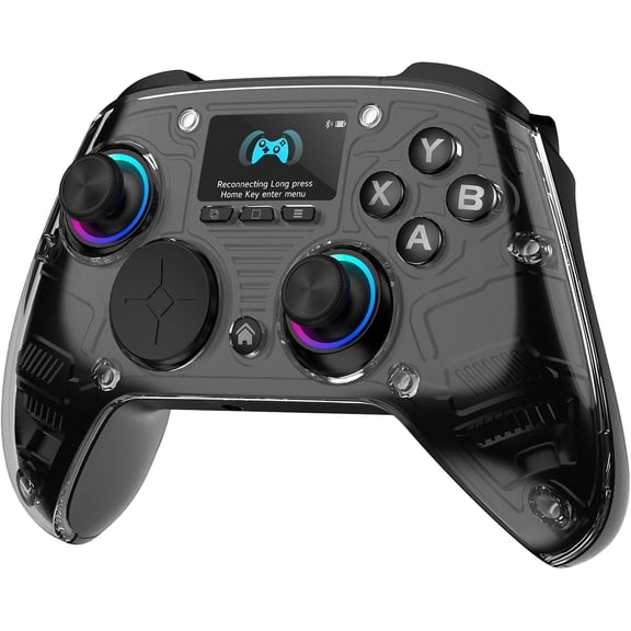 PC Controller  Interactive Screen Wireless Compatible with PC// 2/iOS/Android, Hall Effect Joystick & Triggers, RGB Lighting, Adjustable Vibration/Turbo, 1000mAh Battery(Black)