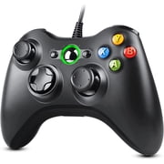 PC Controller, Wired Controller Compatible with Microsoft Xbox 360 & Slim/PC Windows 10/8/7, with Upgraded Joystick, Double Shock | Enhanced Black